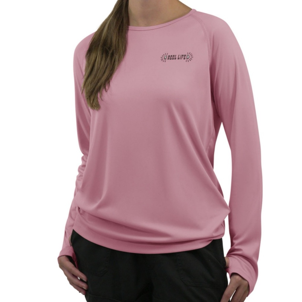 Reel Life Women's Long Sleeve UV T-Shirt Mauve Abstract Design Print on Back XXL - Picture 7 of 16